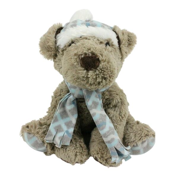 Gentle Treasures Joel Dog 15" Plush Blue Gray Hat Scarf Paw Pads Stuffed Animal - Picture 1 of 9